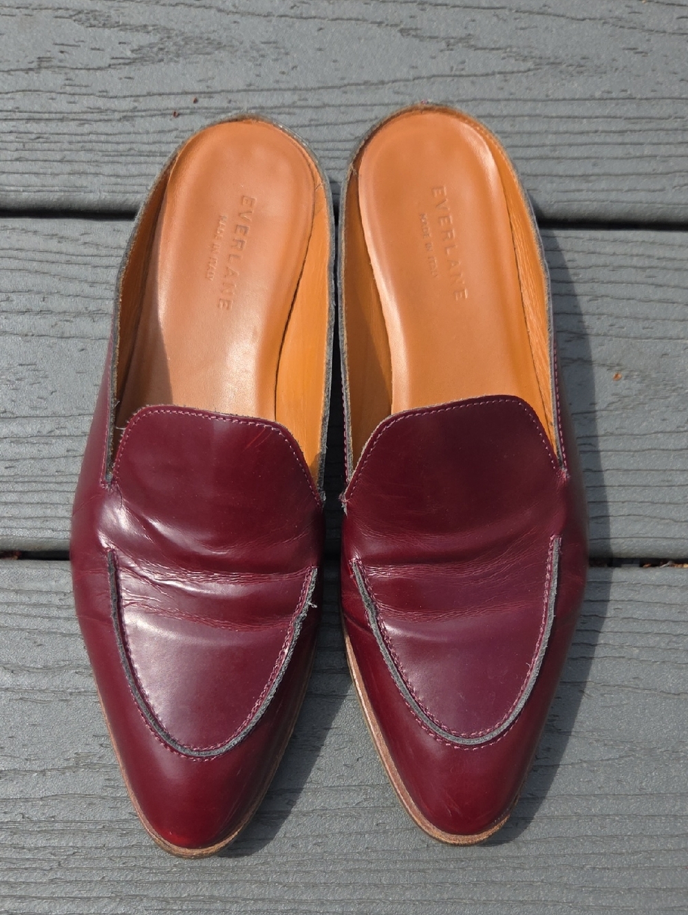 Everlane Women's Maroon Leather Slip-On Loafers